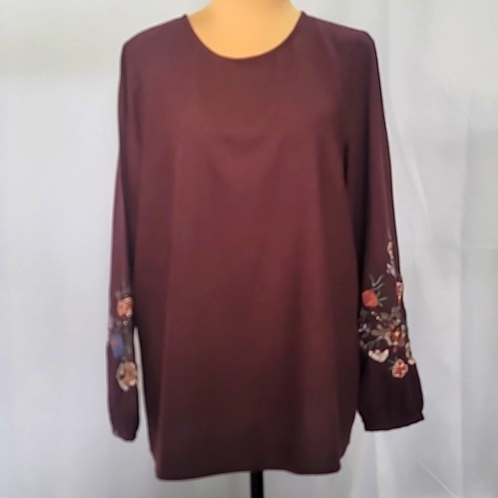 J. Jill Womens Lightweight long sleeved Wine Color Tunic style  Size M